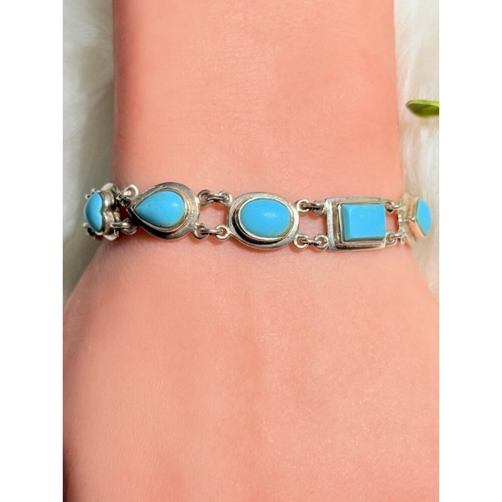 Silver 925 Turquoise Toggle Bracelet - image 6